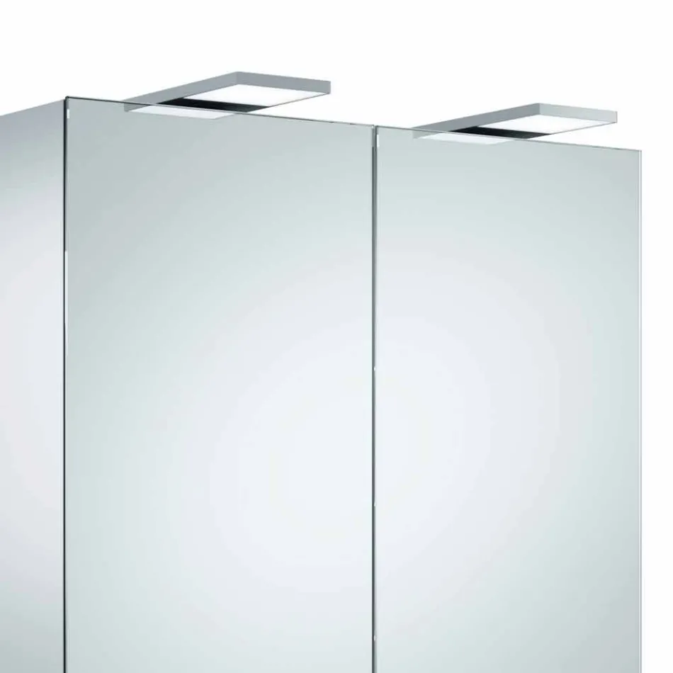 Specchio Contenitore da Parete Moderno con 2 Ante e Illuminazione LED - Cricco Viadurini