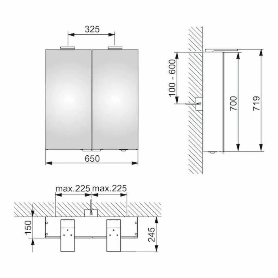 Specchio Contenitore da Parete Moderno con 2 Ante e Illuminazione LED - Cricco Viadurini