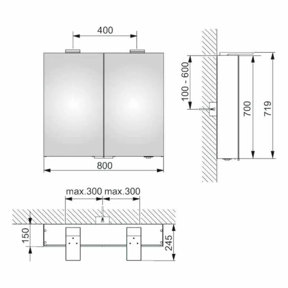 Specchio Contenitore da Parete Moderno con 2 Ante e Illuminazione LED - Cricco Viadurini