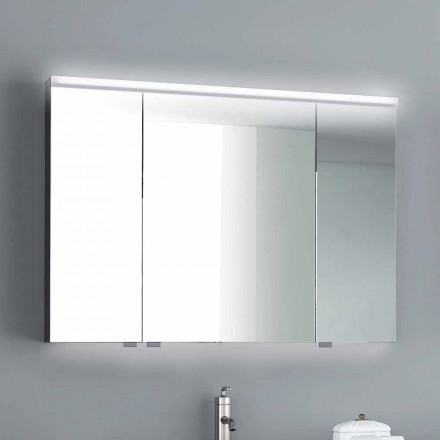 Specchio contenitore illuminazione LED a 3 ante,design moderno, Carol  Viadurini