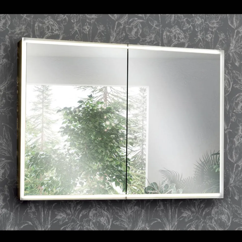 Specchio Contenitore in Legno con Doppio Specchio e Luci Made in Italy - Darwin Viadurini