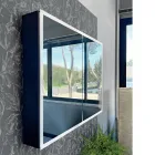 Specchio Contenitore in Legno con Doppio Specchio e Luci Made in Italy - Darwin Viadurini