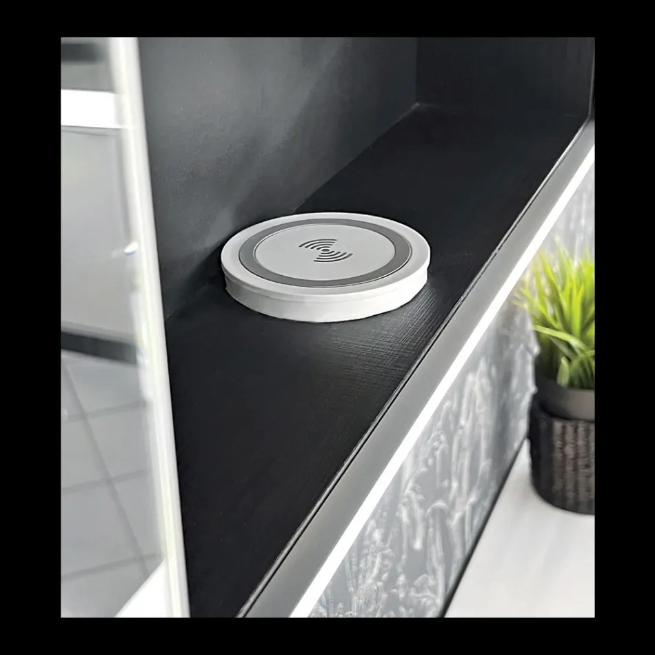 Specchio Contenitore in Legno con Doppio Specchio e Luci Made in Italy - Darwin Viadurini