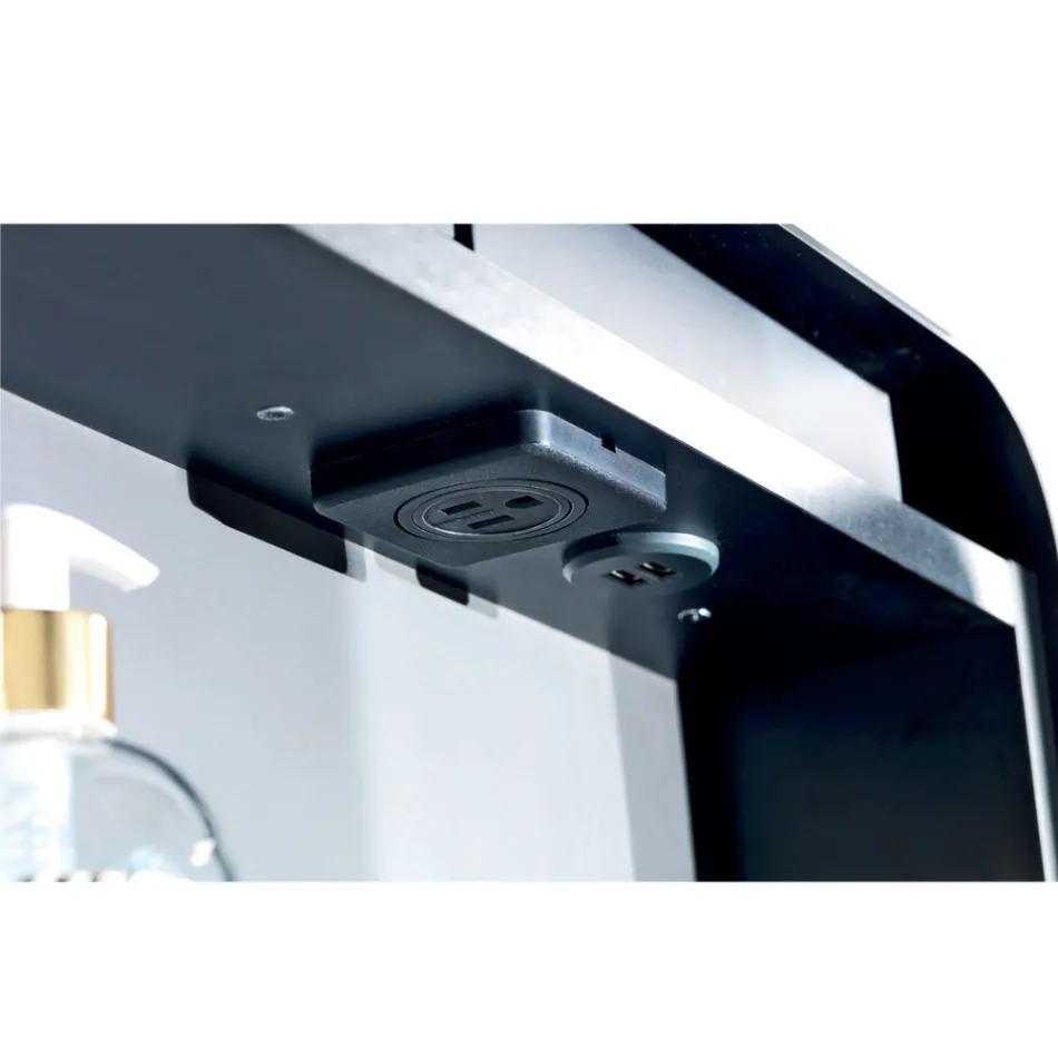 Specchio Contenitore in Metallo con Anta a Doppio Specchio e Luci Made in Italy - Jane Viadurini