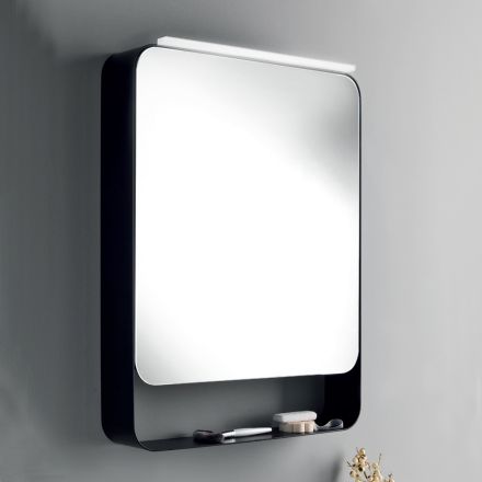 Specchio Contenitore in Metallo con Anta a Doppio Specchio e Luci Made in Italy - Jane Viadurini