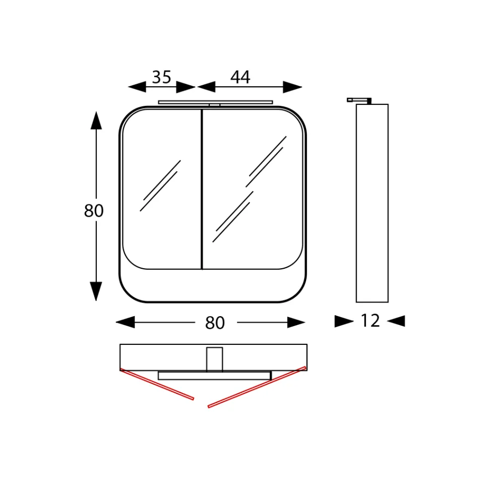 Specchio Contenitore in Metallo con Ante a Doppio Specchio e Luci Made in Italy - Galileo Viadurini