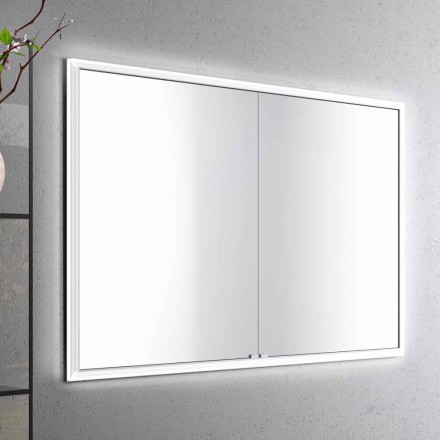 Specchio contenitore LED a 2 ante design moderno da incasso, Adele  Viadurini