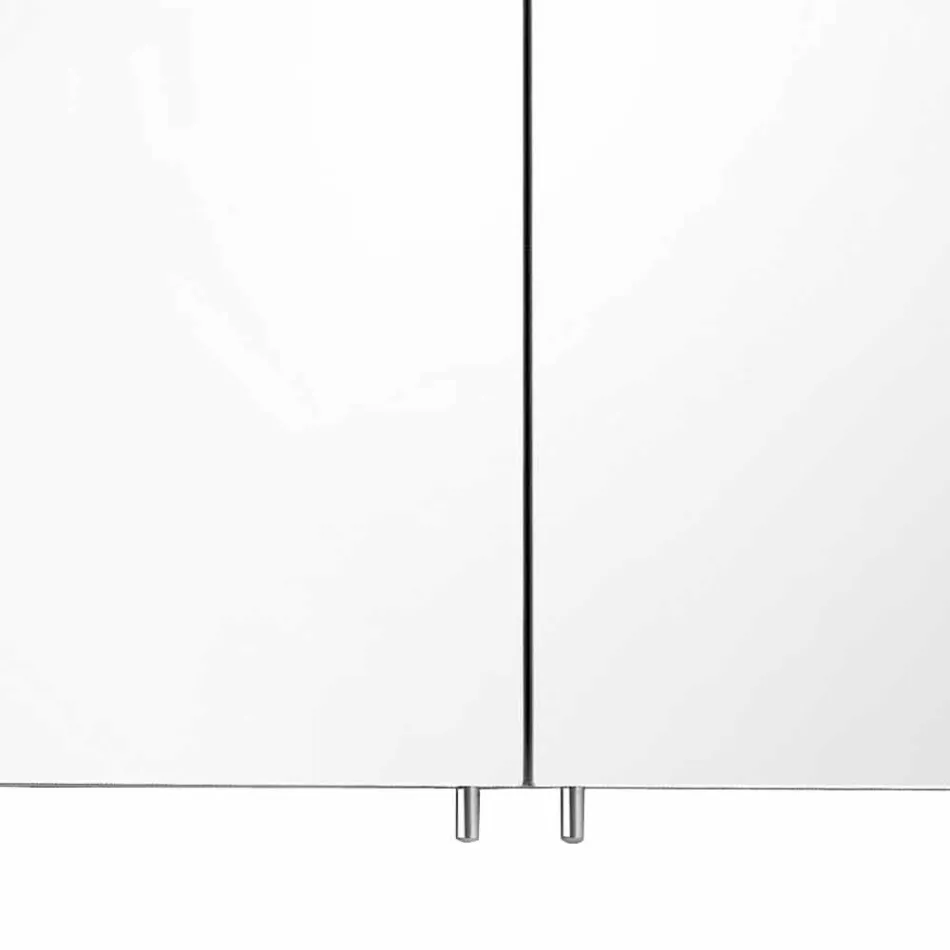 Specchio Contenitore Moderno con 2 Ante in Alluminio Verniciato Argento - Alfio Viadurini