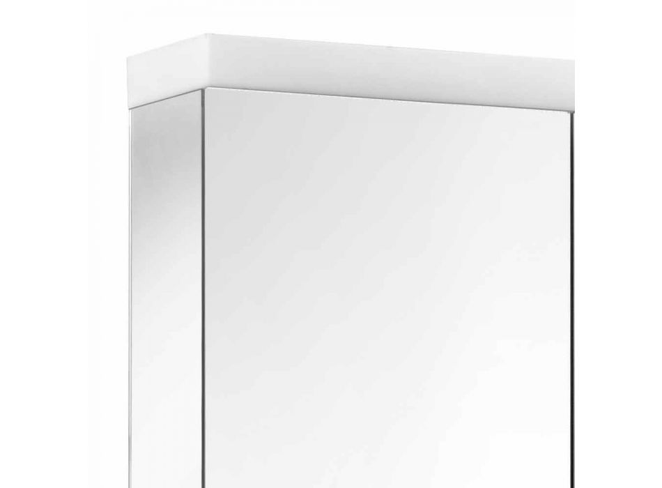 Specchio Contenitore Moderno con 2 Ante in Alluminio Verniciato Argento - Alfio Viadurini