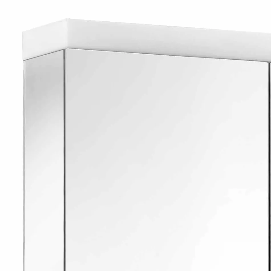 Specchio Contenitore Moderno con 2 Ante in Alluminio Verniciato Argento - Alfio Viadurini