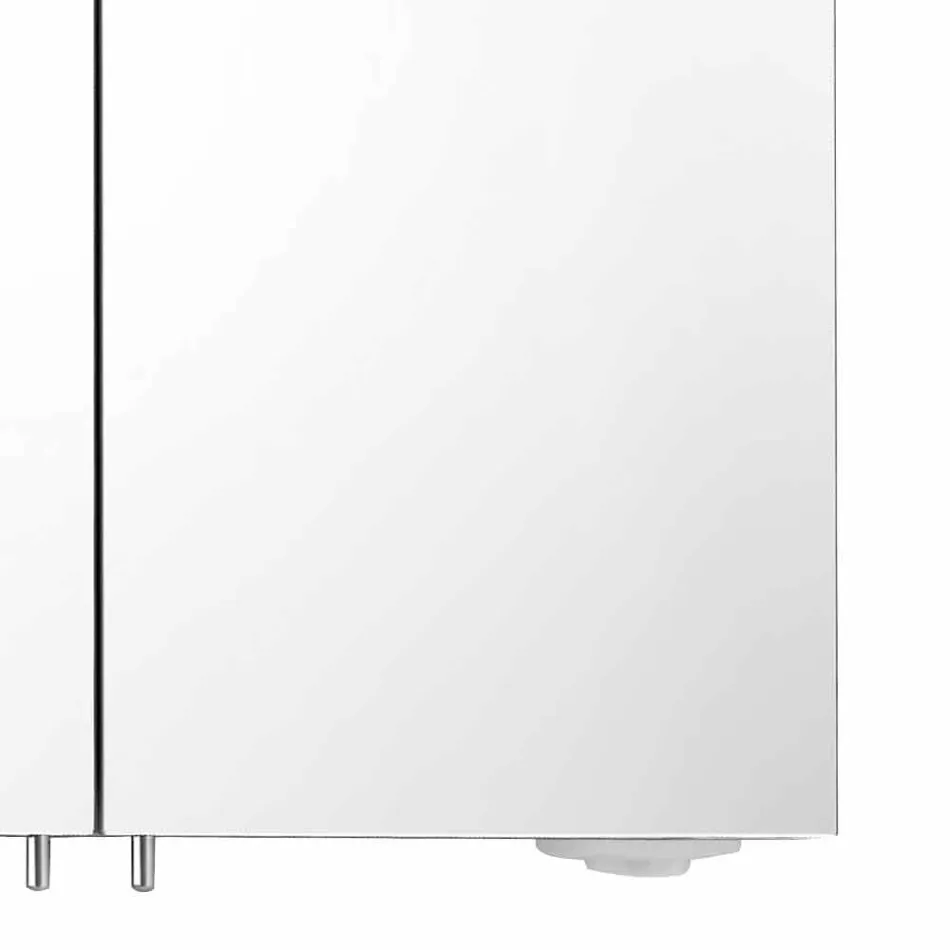 Specchio Contenitore Moderno con 2 Ante in Alluminio Verniciato Argento - Alfio Viadurini