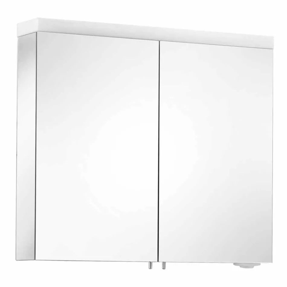 Specchio Contenitore Moderno con 2 Ante in Alluminio Verniciato Argento - Alfio Viadurini