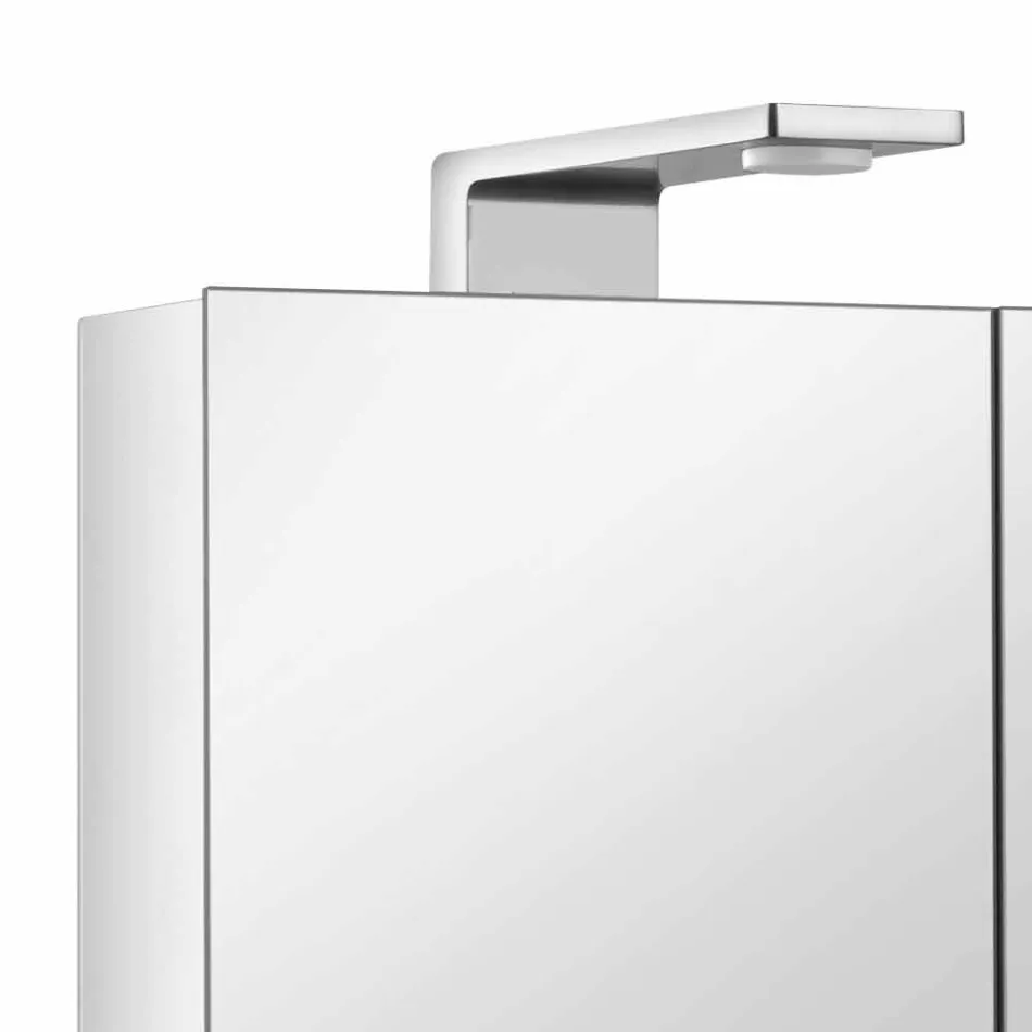 Specchio Contenitore Moderno con 3 Ante in Cristallo e 3 Luci LED - Maxi Viadurini