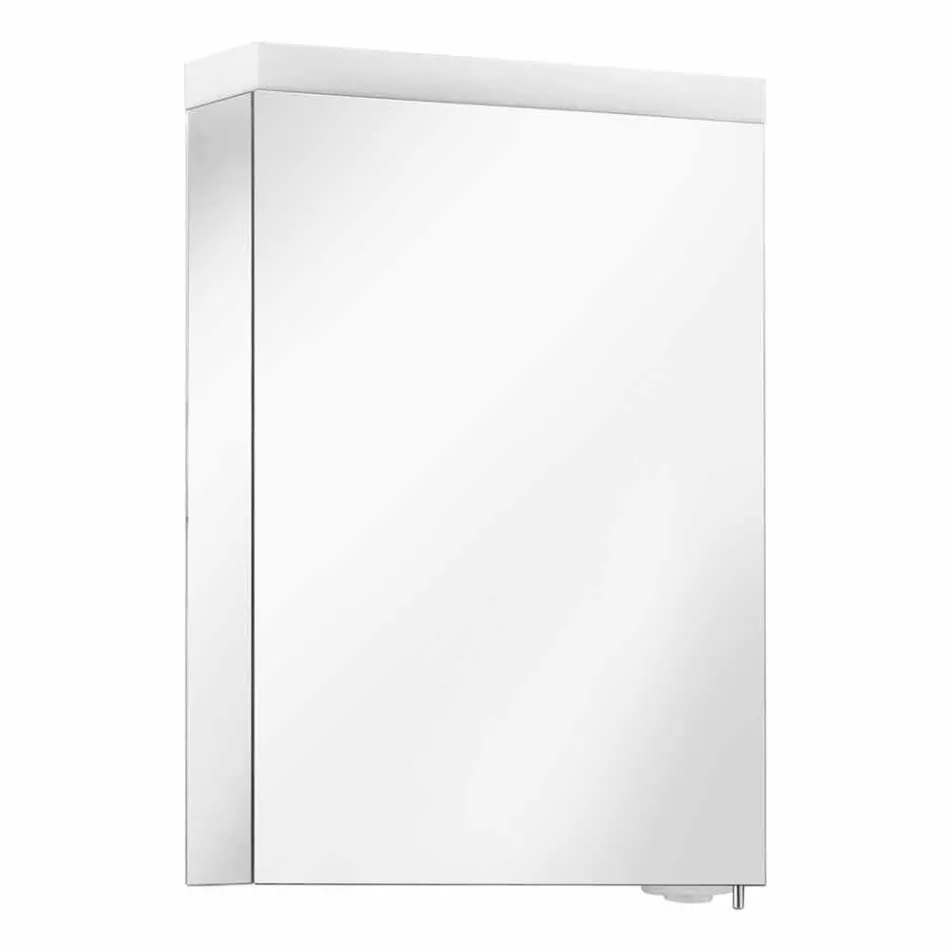 Specchio Contenitore Moderno con Anta Battente e Illuminazione LED - Alfio Viadurini