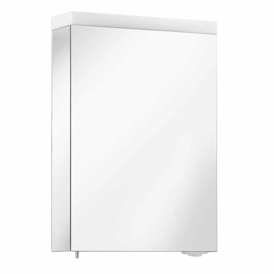 Specchio Contenitore Moderno con Anta Battente e Illuminazione LED - Alfio Viadurini