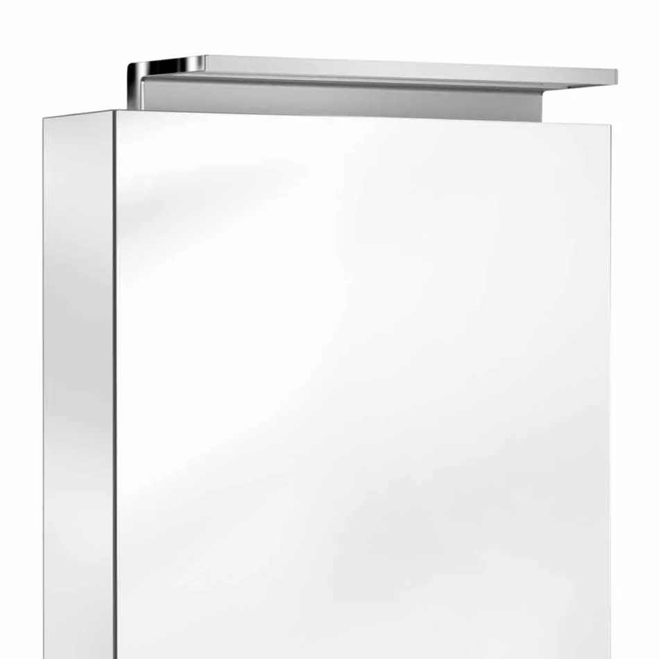 Specchio Contenitore Moderno con Ripiani in Cristallo e Luce LED - Bramo Viadurini