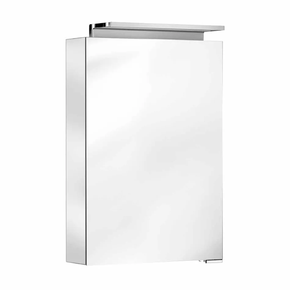 Specchio Contenitore Moderno con Ripiani in Cristallo e Luce LED - Bramo Viadurini