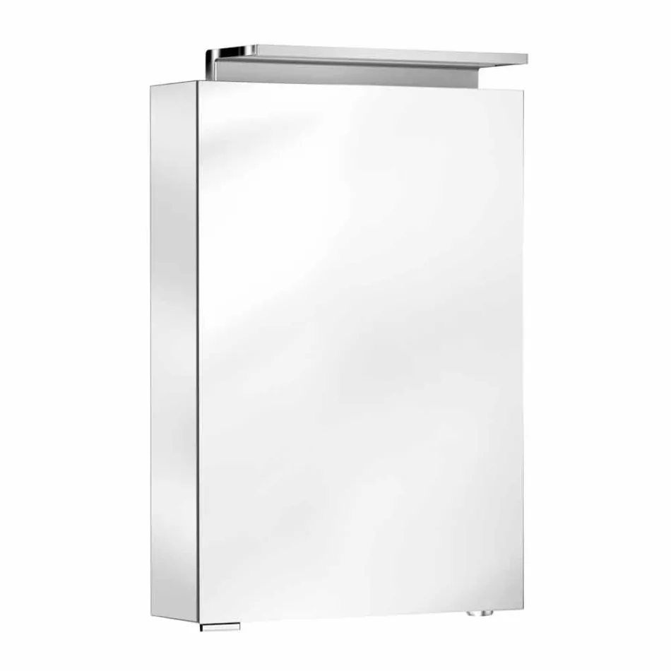 Specchio Contenitore Moderno con Ripiani in Cristallo e Luce LED - Bramo Viadurini