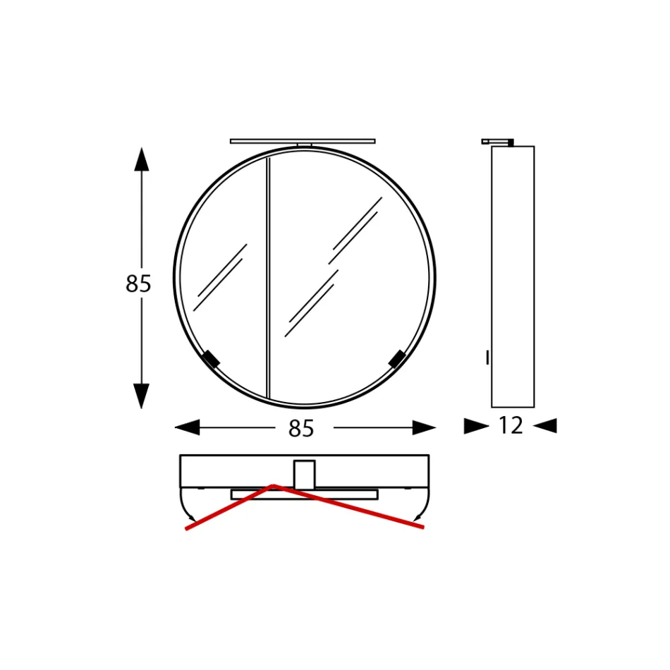 Specchio Contenitore Rotondo in Metallo con Doppio Specchio Made in Italy - Charles Viadurini