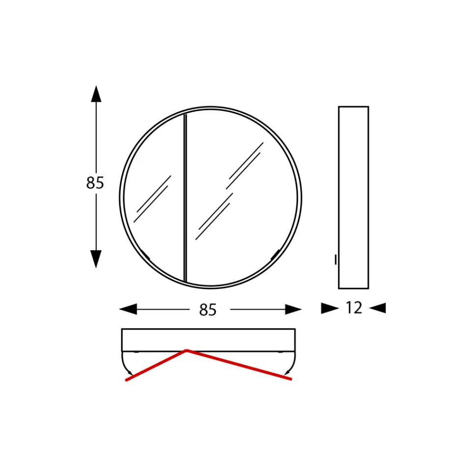 Specchio Contenitore Rotondo in Metallo con Doppio Specchio Made in Italy - Charles Viadurini