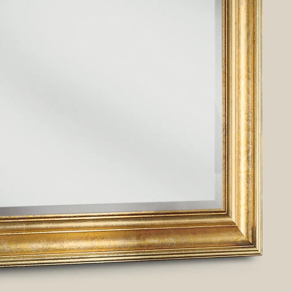 Specchio Cornice Foglia Oro Rettangolare Classico Made in Italy - Milli Viadurini