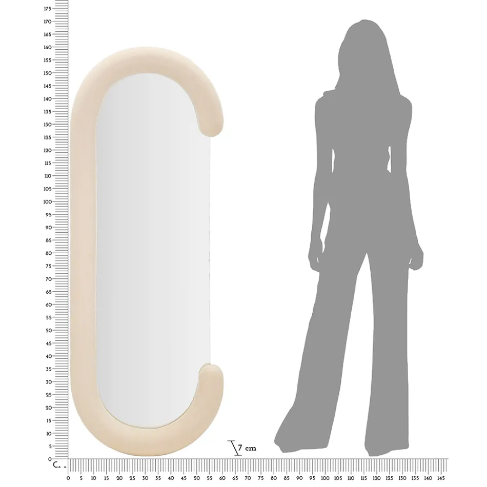 Specchio da Parete con Cornice in MDF Rivestita in Velluto a Forma di C - Micheal Viadurini