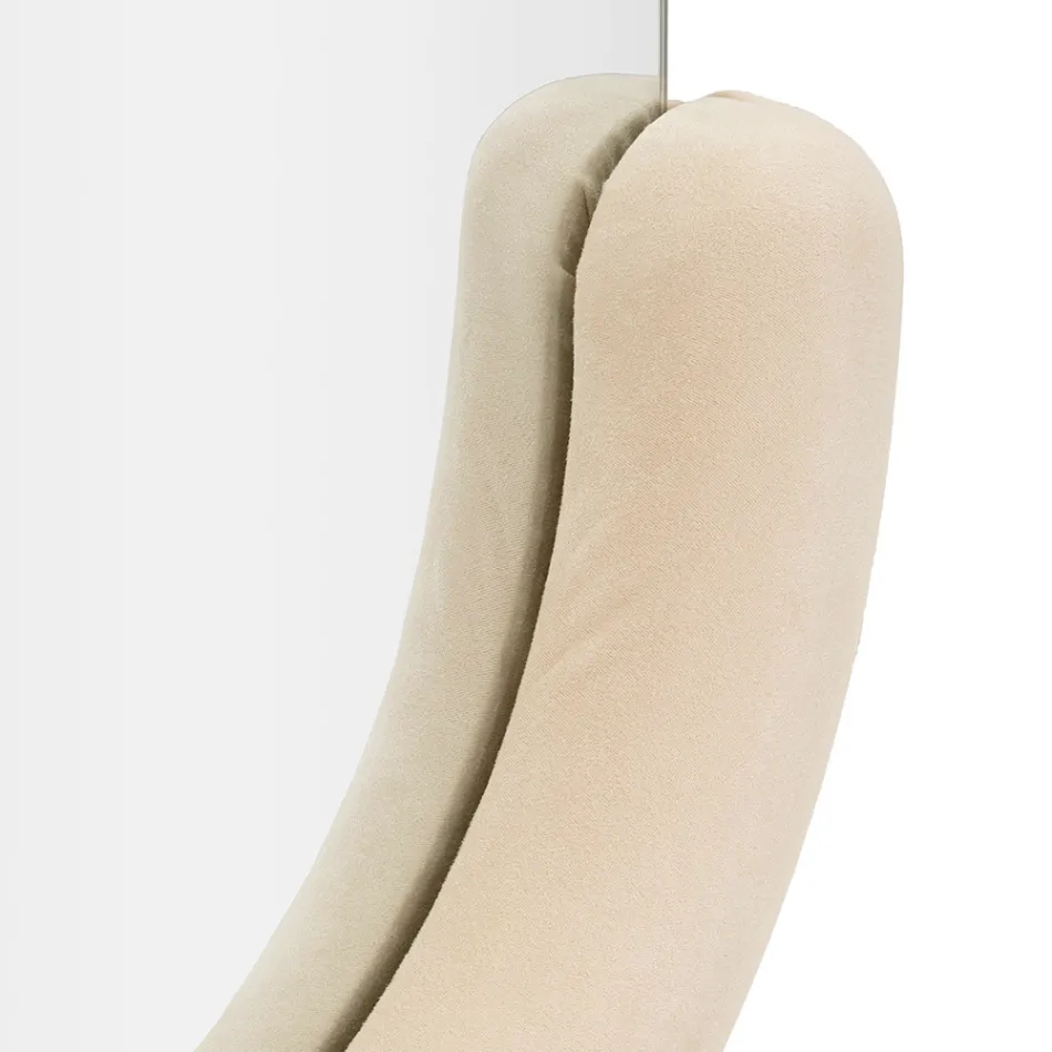 Specchio da Parete con Cornice in MDF Rivestita in Velluto a Forma di C - Micheal Viadurini