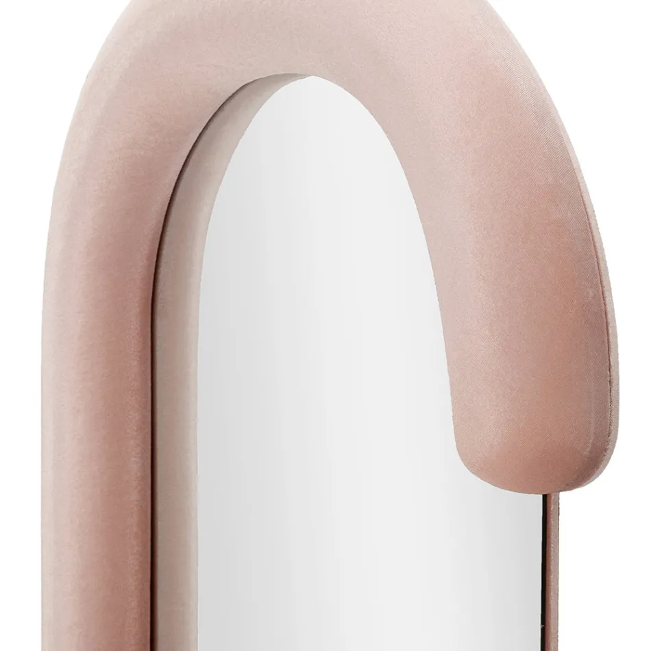 Specchio da Parete con Cornice in MDF Rivestita in Velluto a Forma di C - Micheal Viadurini