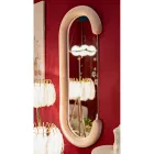 Specchio da Parete con Cornice in MDF Rivestita in Velluto a Forma di C - Micheal Viadurini