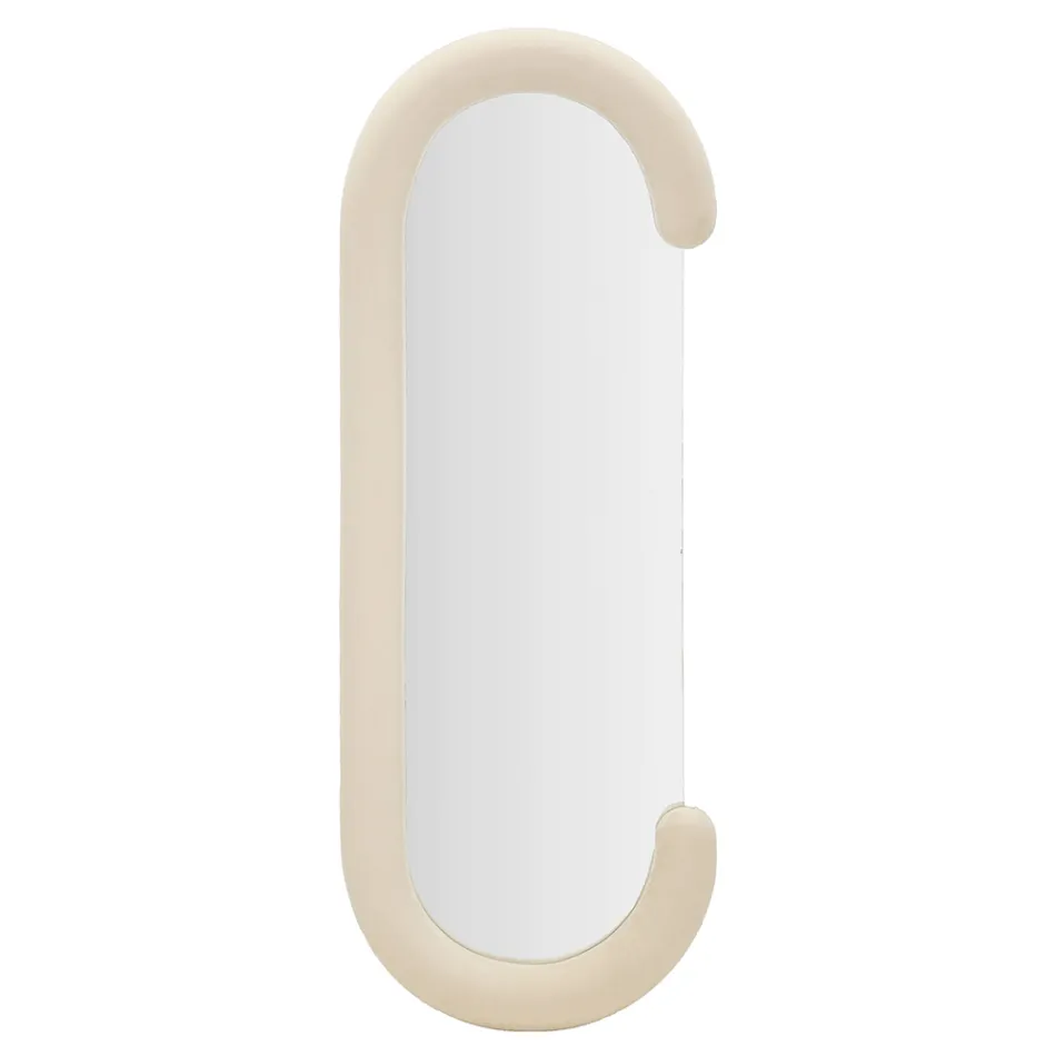 Specchio da Parete con Cornice in MDF Rivestita in Velluto a Forma di C - Micheal Viadurini