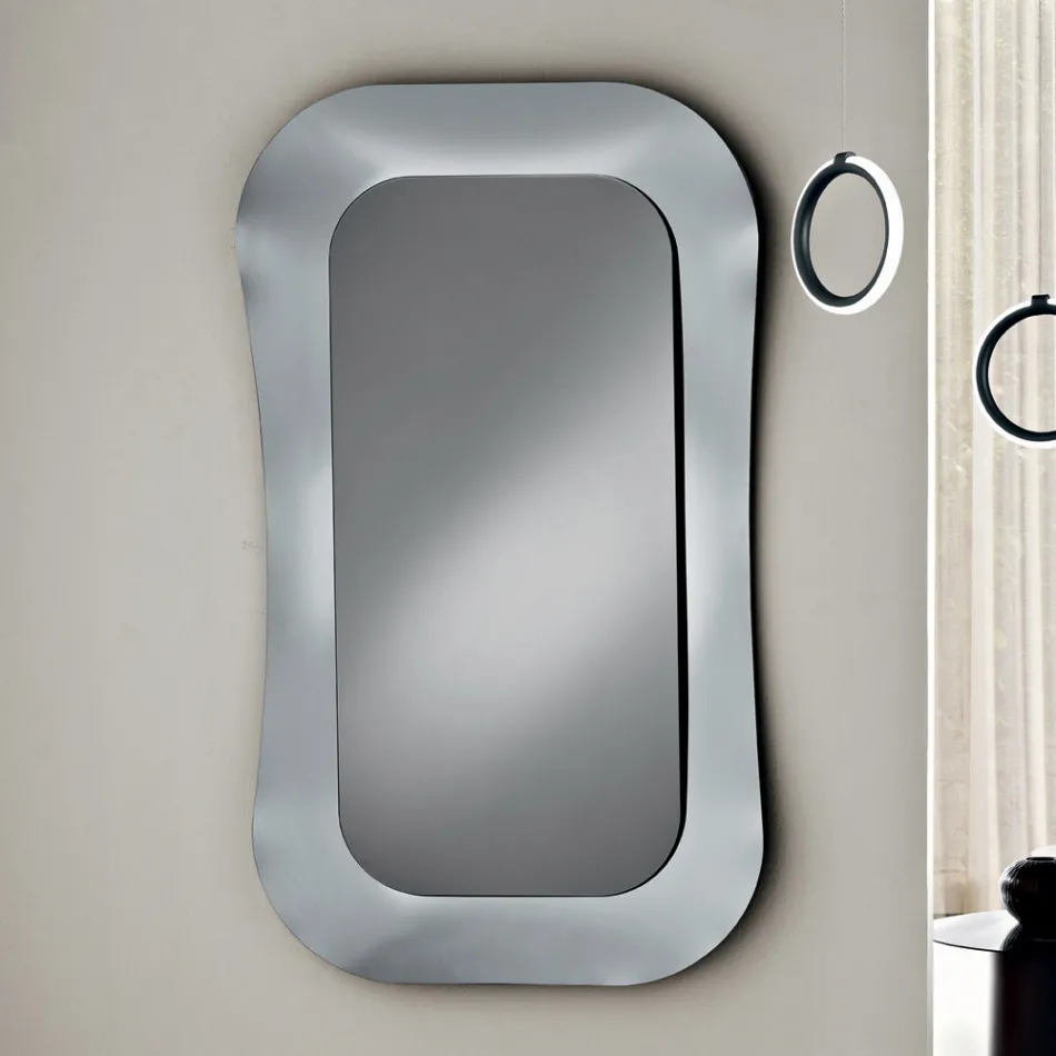 Specchio da Parete con Cornice in Vetro Fuso Mosso Made in Italy - Adorata Viadurini