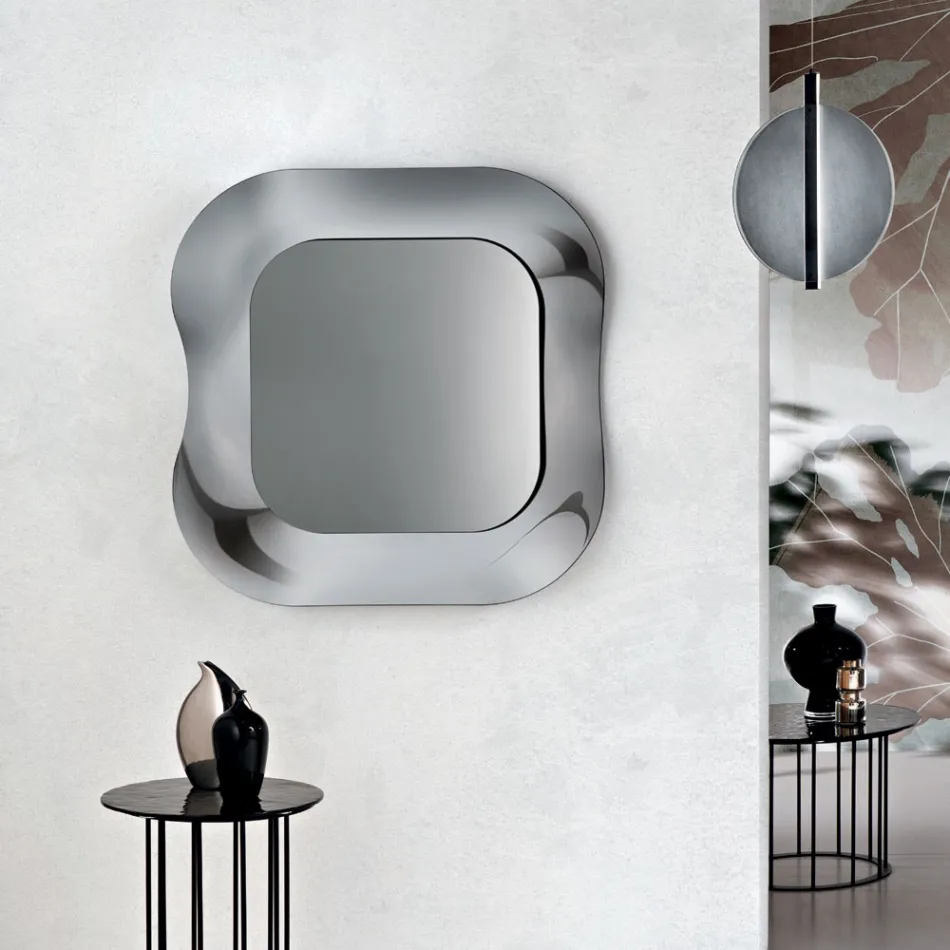 Specchio da Parete con Cornice in Vetro Fuso Mosso Made in Italy - Adorata Viadurini