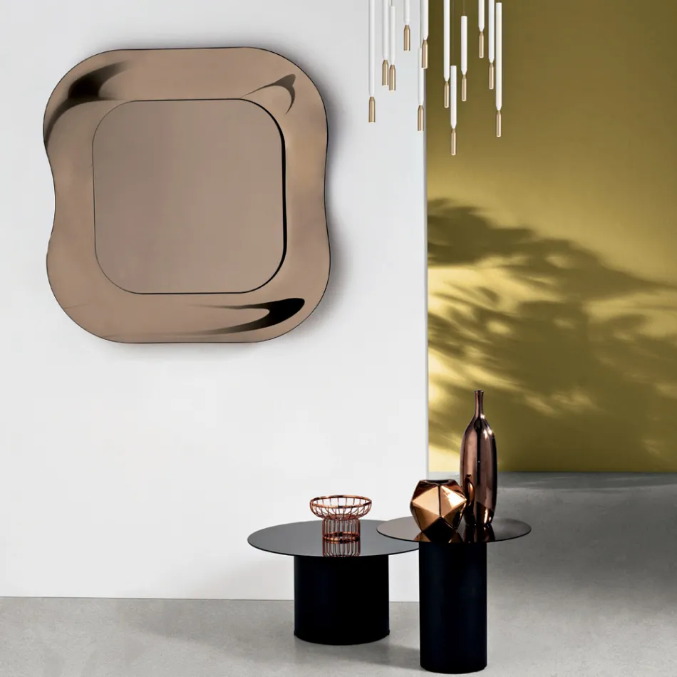 Specchio da Parete con Cornice in Vetro Fuso Mosso Made in Italy - Adorata Viadurini