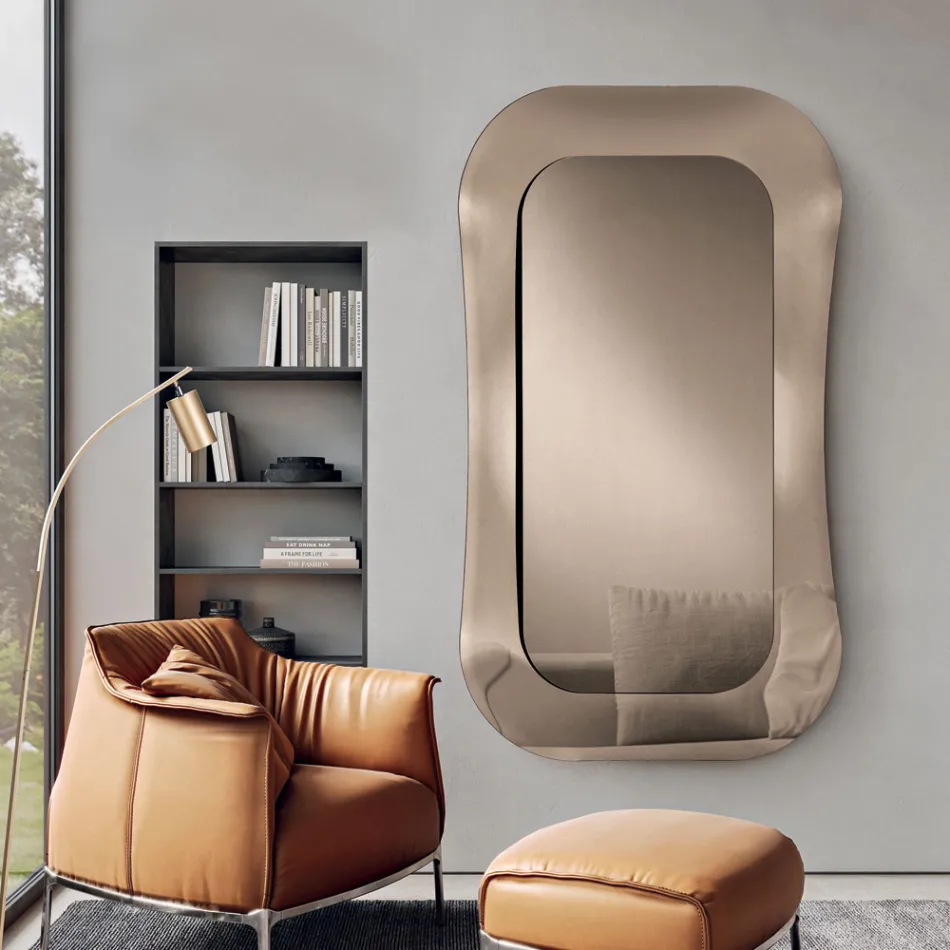 Specchio da Parete con Cornice in Vetro Fuso Mosso Made in Italy - Adorata Viadurini