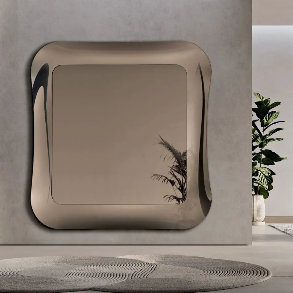 Specchio da Parete con Cornice in Vetro Fuso Mosso Made in Italy - Adorata Viadurini