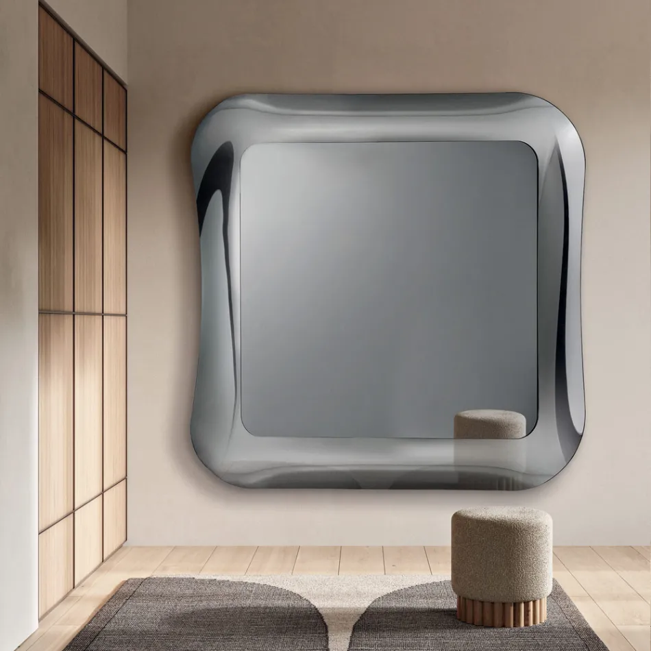 Specchio da Parete con Cornice in Vetro Fuso Mosso Made in Italy - Adorata Viadurini