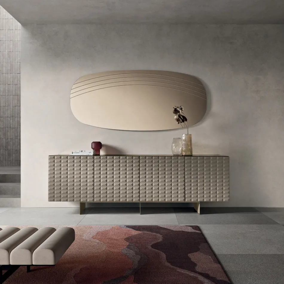 Specchio da Parete con Incisioni Realizzato in Italia - Arabella Viadurini