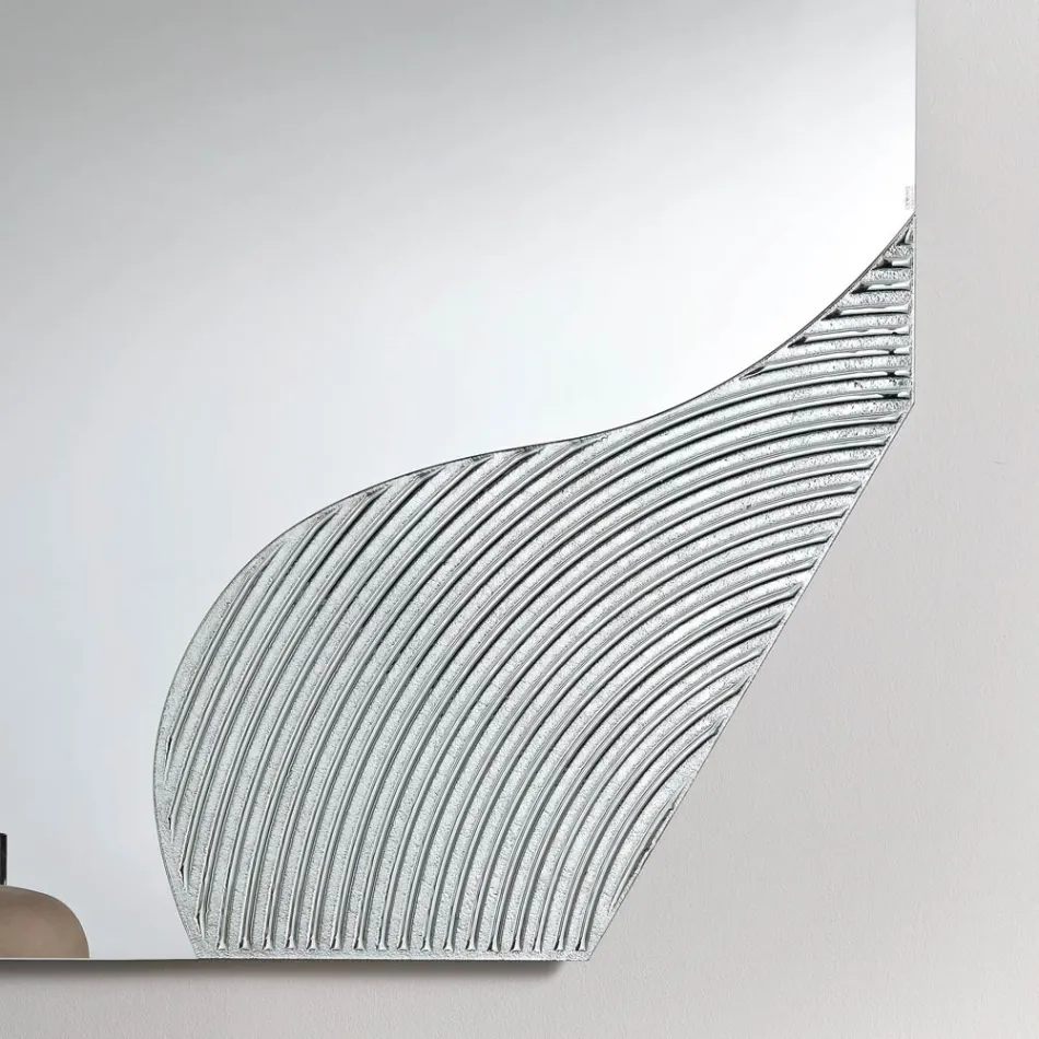 Specchio da Parete con Inserto Rigato in Due Colori Made in Italy - Lirion Viadurini