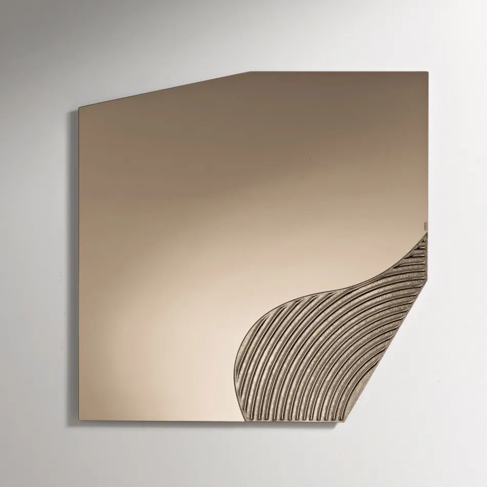 Specchio da Parete con Inserto Rigato in Due Colori Made in Italy - Lirion Viadurini