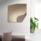 Specchio da Parete con Inserto Rigato in Due Colori Made in Italy - Lirion Viadurini