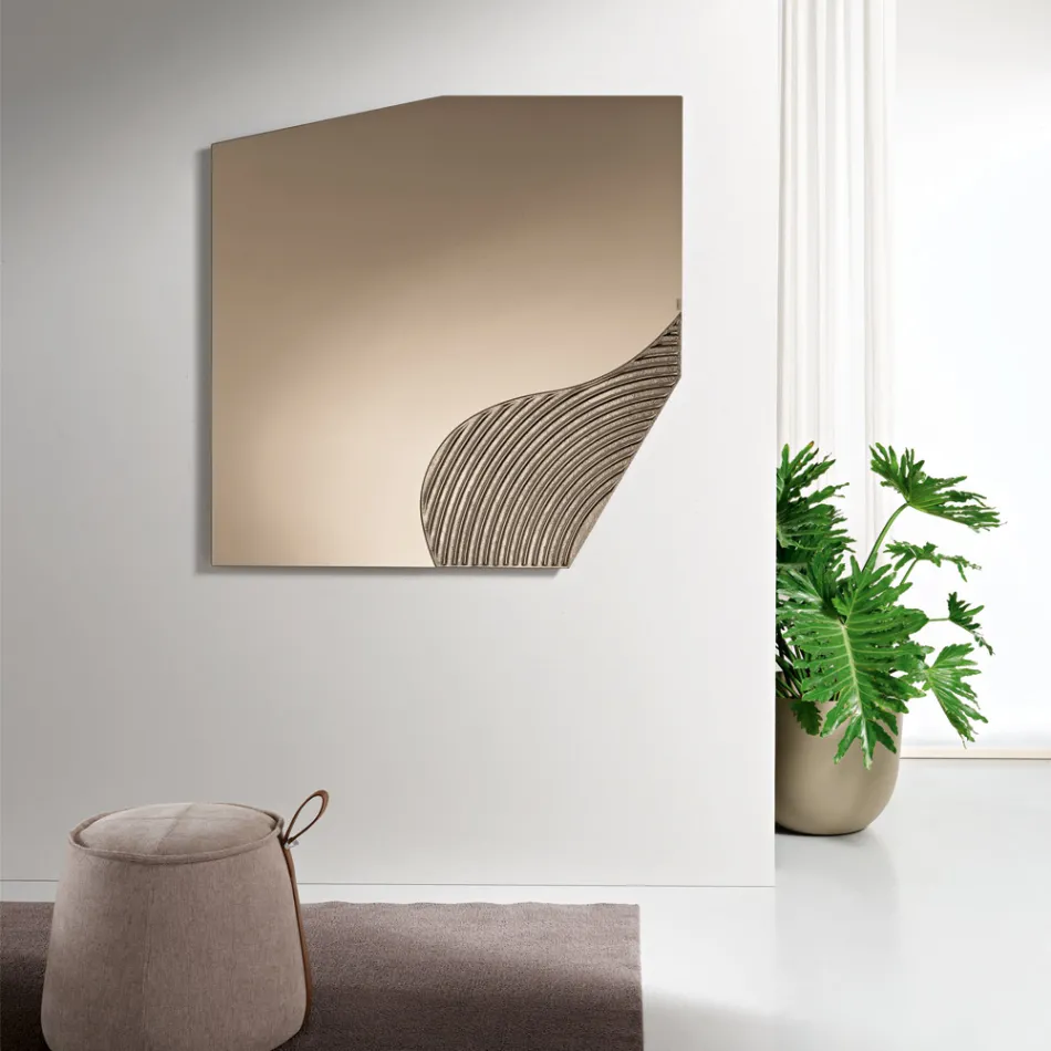 Specchio da Parete con Inserto Rigato in Due Colori Made in Italy - Lirion Viadurini