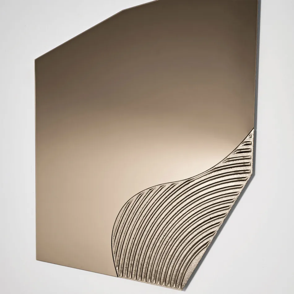 Specchio da Parete con Inserto Rigato in Due Colori Made in Italy - Lirion Viadurini
