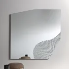 Specchio da Parete con Inserto Rigato in Due Colori Made in Italy - Lirion Viadurini