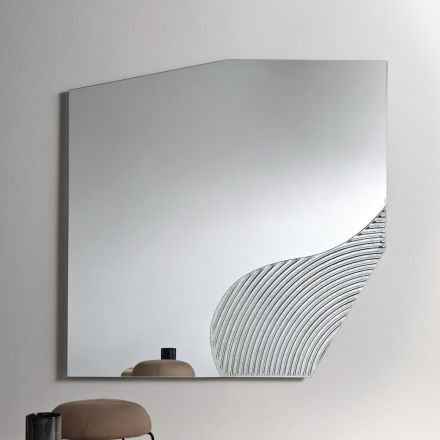 Specchio da Parete con Inserto Rigato in Due Colori Made in Italy - Lirion Viadurini