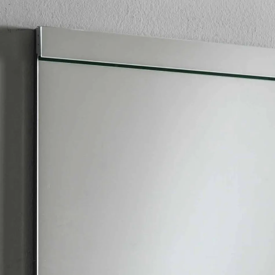 Specchio da Parete con Luce Integrata in Acciaio Inox Made in Italy - Tuccio Viadurini