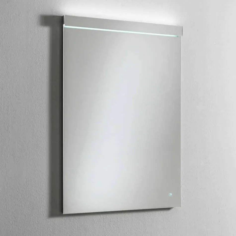 Specchio da Parete con Luce Integrata in Acciaio Inox Made in Italy - Tuccio Viadurini