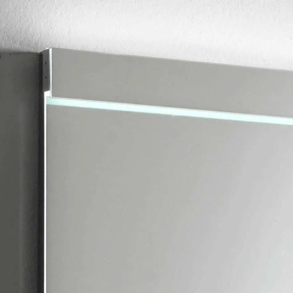 Specchio da Parete con Luce Integrata in Acciaio Inox Made in Italy - Tuccio Viadurini