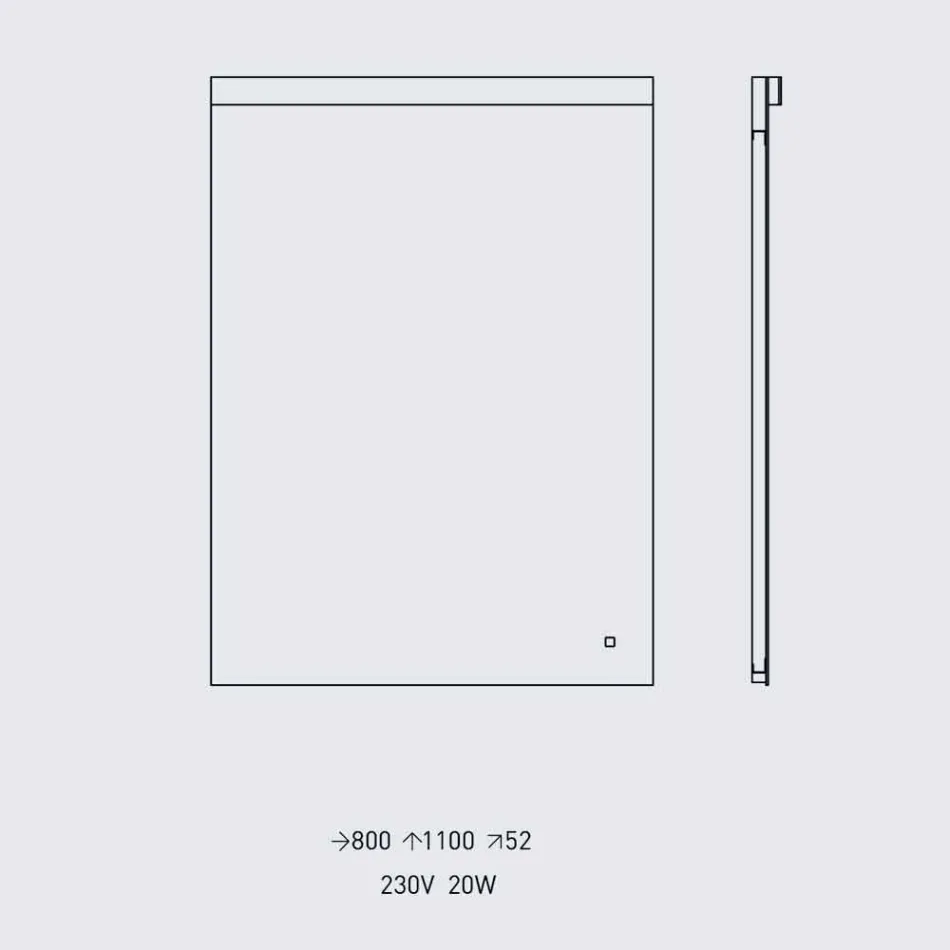 Specchio da Parete con Luce Integrata in Acciaio Inox Made in Italy - Tuccio Viadurini