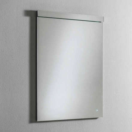 Specchio da Parete con Luce Integrata in Acciaio Inox Made in Italy - Tuccio Viadurini