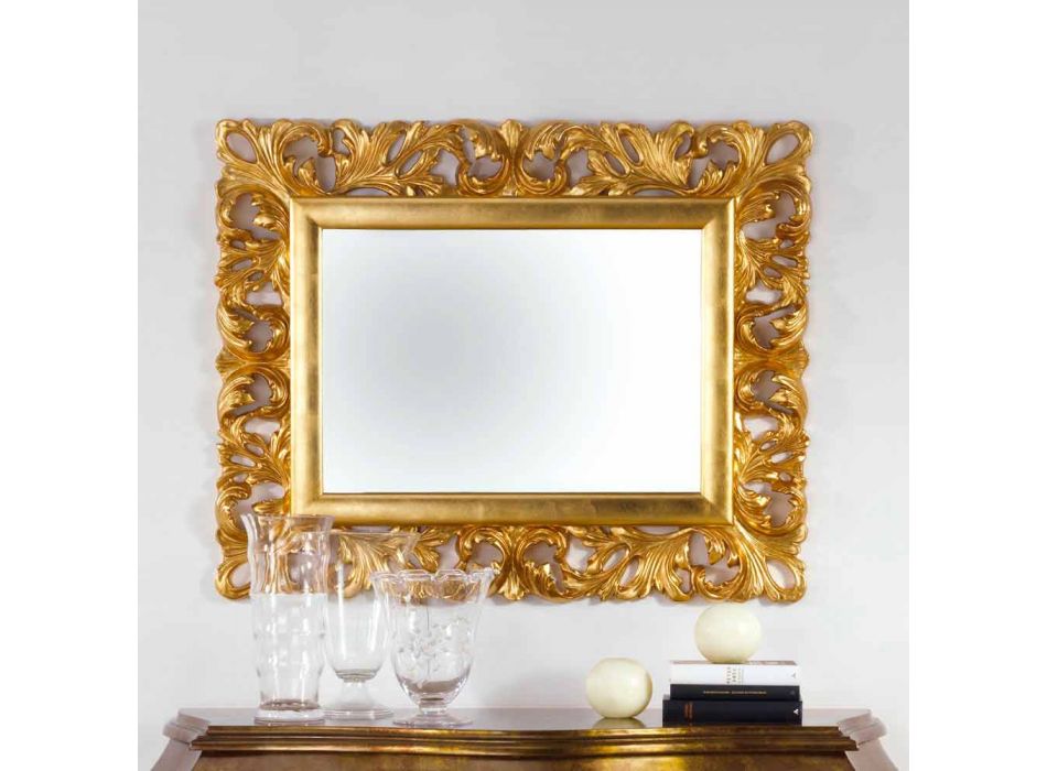 Specchio da parete di design finitura foglia oro Gudin, 108x87 cm Viadurini
